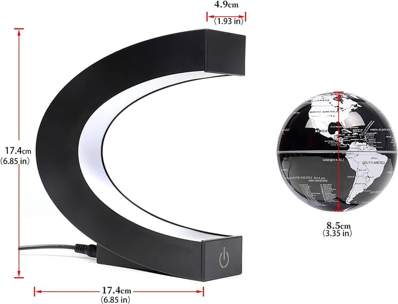 Floating Rotating World Globe with Lamp - Unique Gift for Kids and Men