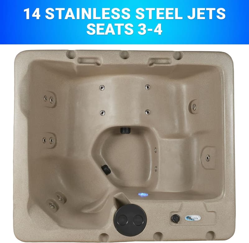 Plug and Play Hot Tub for 4 Adults with Stainless Steel Heater