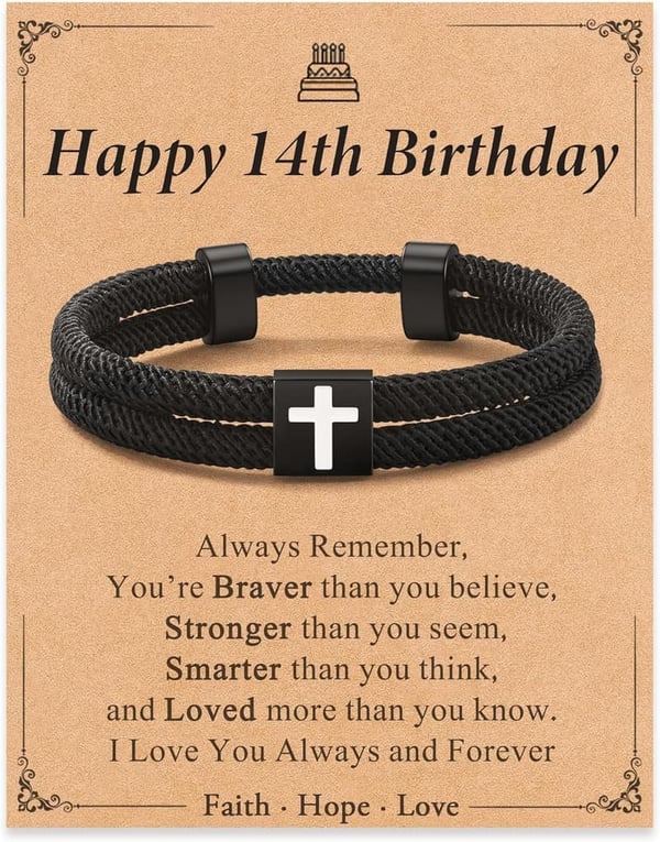 Faith Cross Bracelet for Boys - Adjustable Birthday Gift