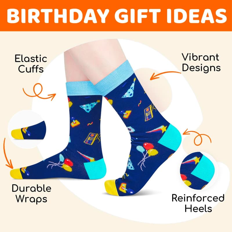 Teen Birthday Socks for Boys (Ages 13-19)