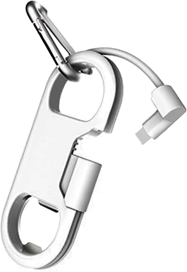 Portable USB Charging Cord with Keychain Bottle Opener for iPhone