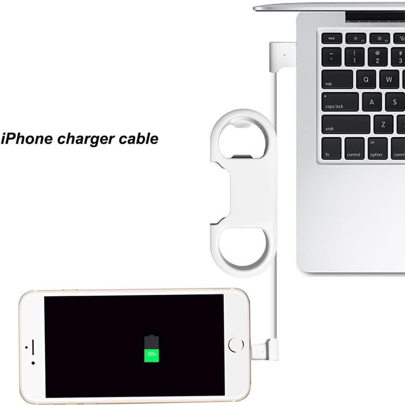 Portable USB Charging Cord with Keychain Bottle Opener for iPhone