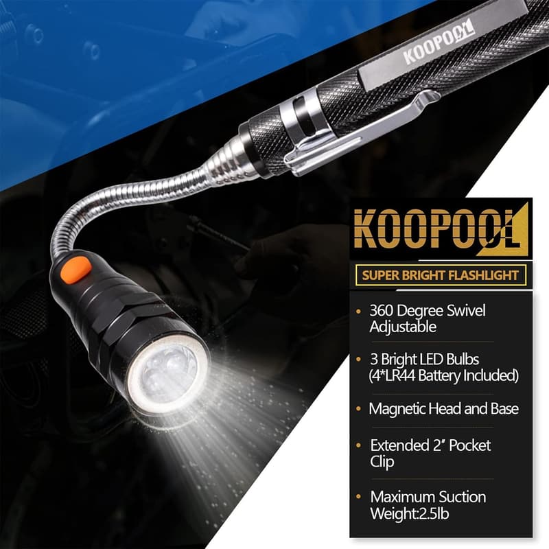 Telescoping Magnetic Pickup Tool Set with LED Flashlight