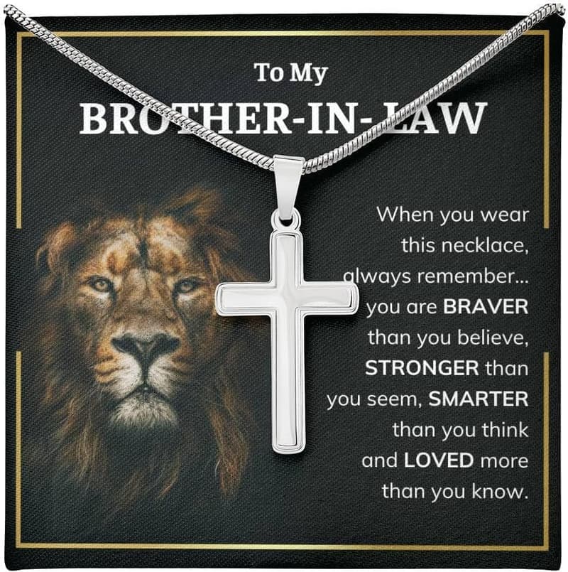Brother-in-Law Cross Necklace - Adjustable Chain Birthday Gift