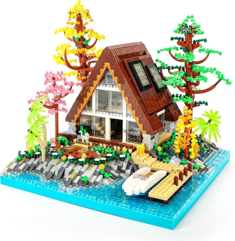 Wooden A-Frame Cabin Building Set for Ages 14+, 2688 Pieces