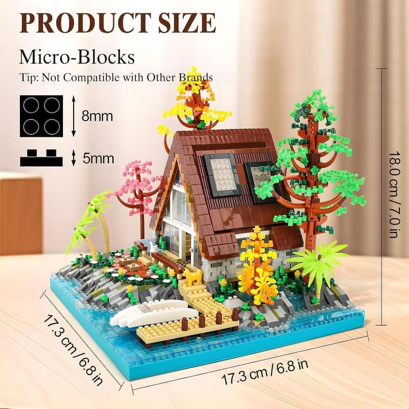Wooden A-Frame Cabin Building Set for Ages 14+, 2688 Pieces