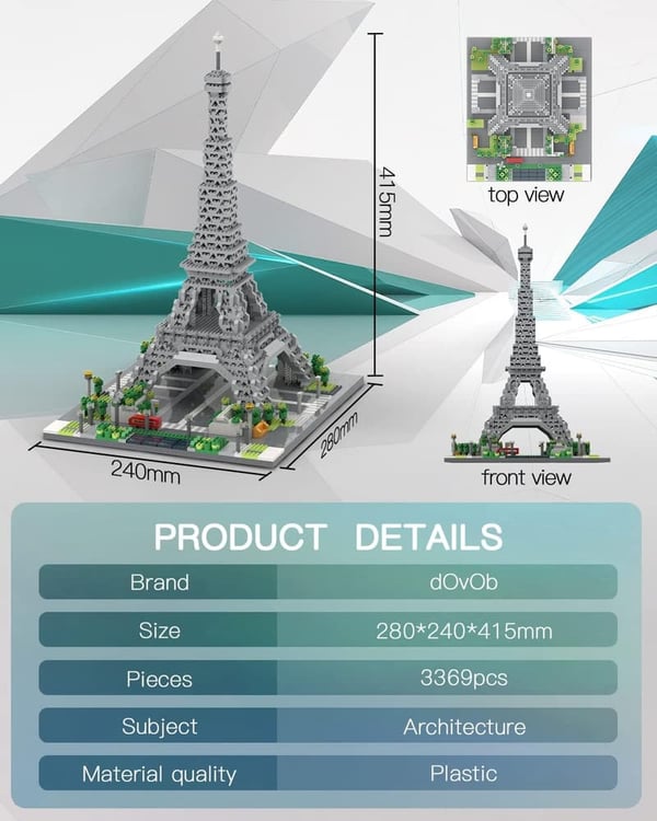 Eiffel Tower Micro Blocks Set - 3369-Piece 3D Puzzle Toy