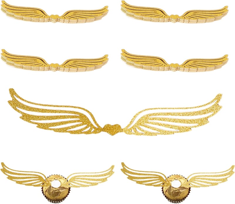 Golden Wings Chocolate Cupcake Toppers - 50 Pcs Party Decor