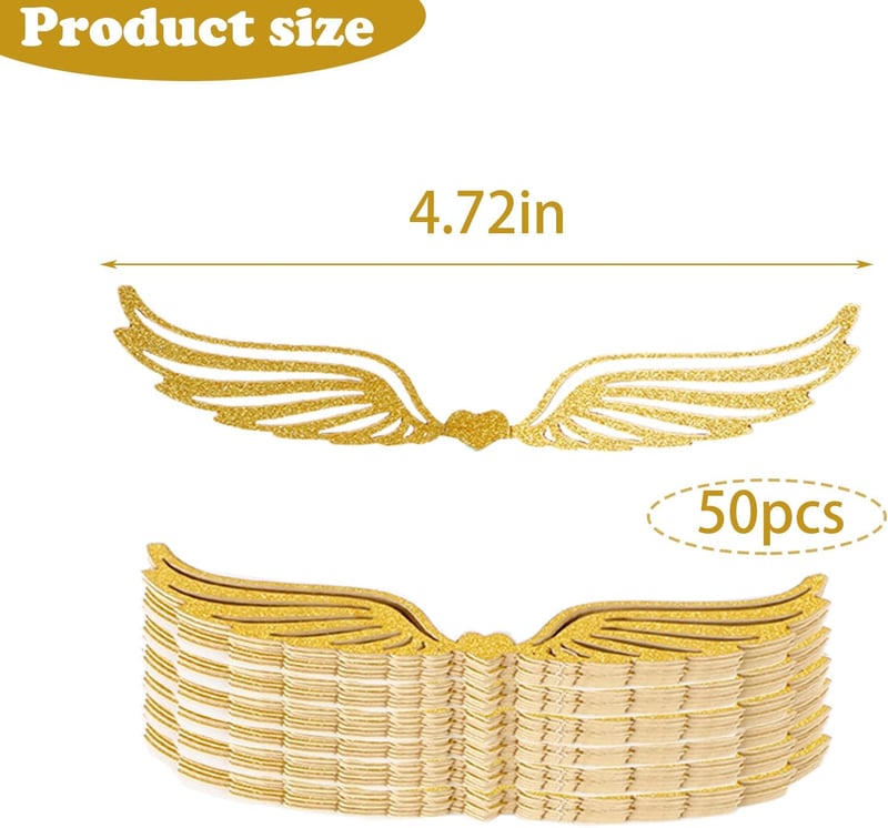 Golden Wings Chocolate Cupcake Toppers - 50 Pcs Party Decor