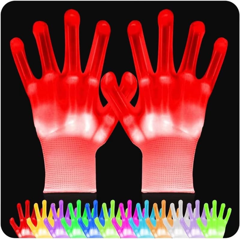 LED Light-Up Gloves for Kids and Teens - 12 Changeable Colors