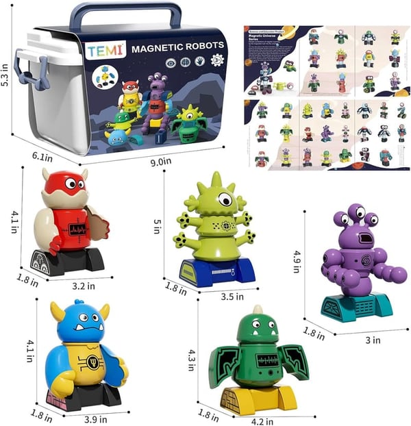 Magnet Robot Toy for Kids 3-7 Years - Stacking Set with Storage