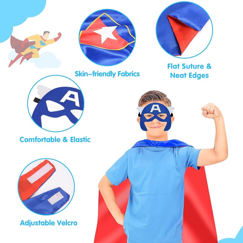 Superhero Capes for Kids, 3-10 Years - Christmas Party Costume