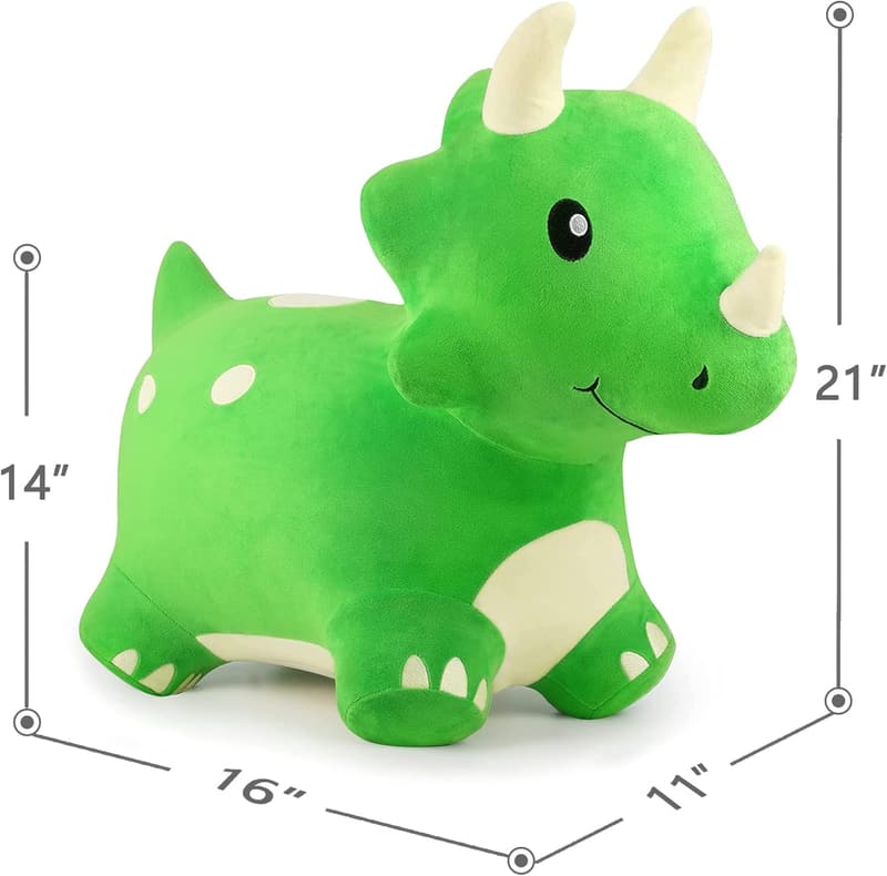 Dinosaur Hopper Toy for Toddlers - Plush Bouncing Triceratops