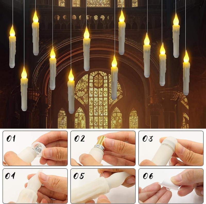 Flameless Floating Candles with Remote Control - LED Taper Lights
