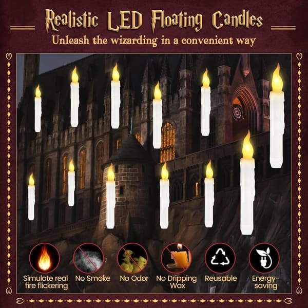 Flameless Floating Candles with Remote Control - LED Taper Lights