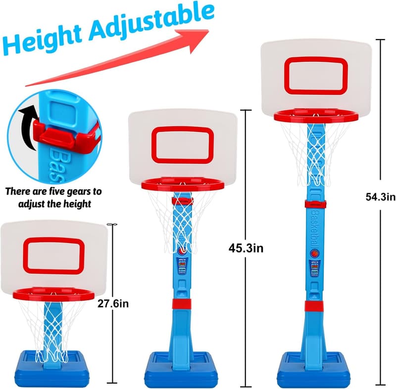Adjustable Toddler Basketball Hoop with Ball Pump – Indoor/Outdoor Game