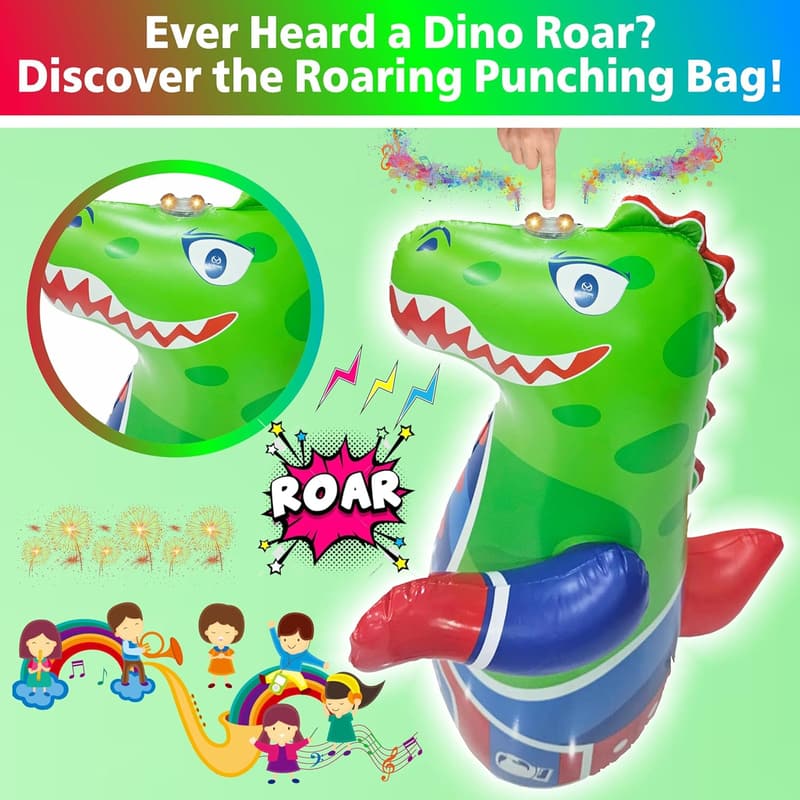 Interactive Dinosaur Punching Bag for Kids - Bounce-Back Toy