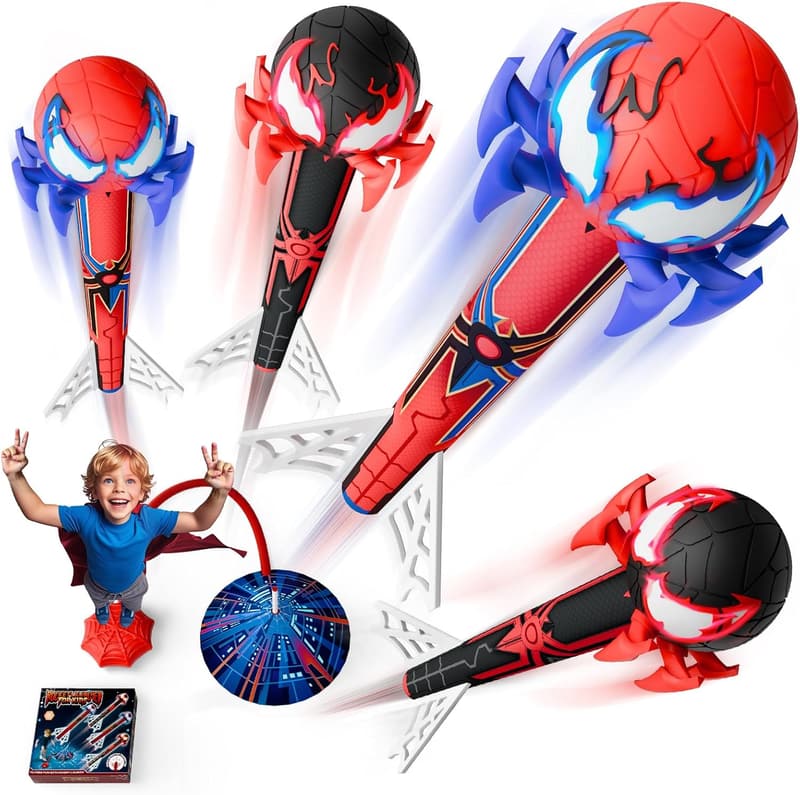 Outdoor Spider Rocket Launcher with 4 Rockets for Kids