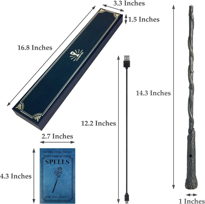 Magical Wizard Wand Toy Set with Spellbook - Rechargeable Cosplay