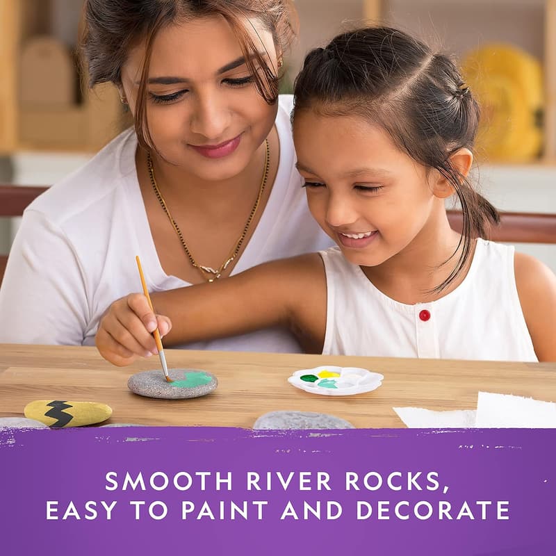 Kids' Rock Painting Kit - Decorate 15 River Rocks with 10 Paint Colors