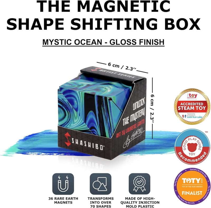STEM Magnetic Fidget Cube - SHASHIBO Shape Shifting Box (Mystic Ocean)
