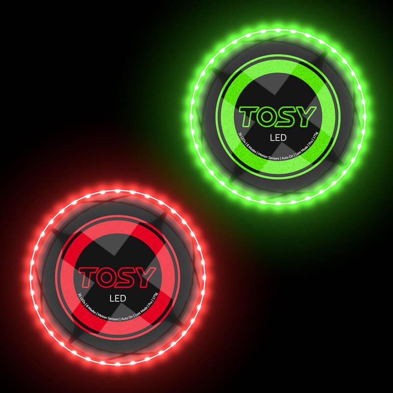 Flying Disc Set with 36 LEDs - Green & Red