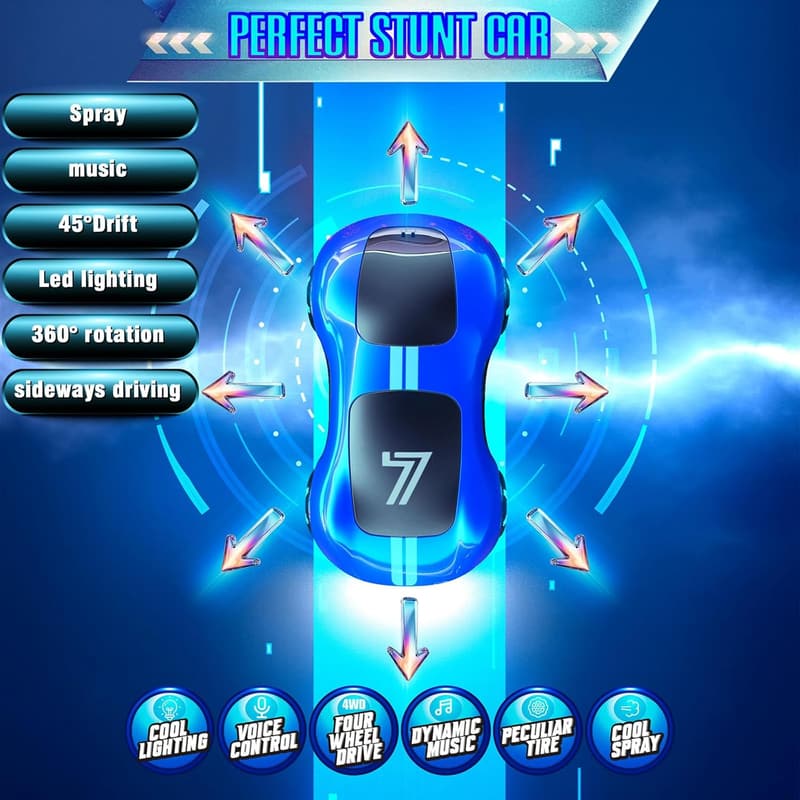 Gesture Control Drift RC Stunt Car with Lights & Sound - Birthday Gift for Kids
