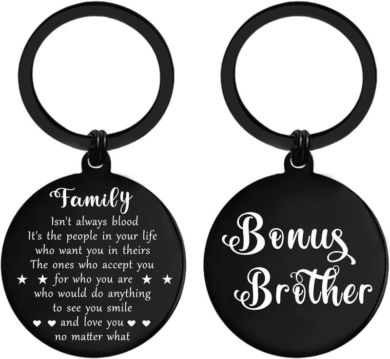 Bonus Brother Keychain - Metal Engraved Gift for Birthdays