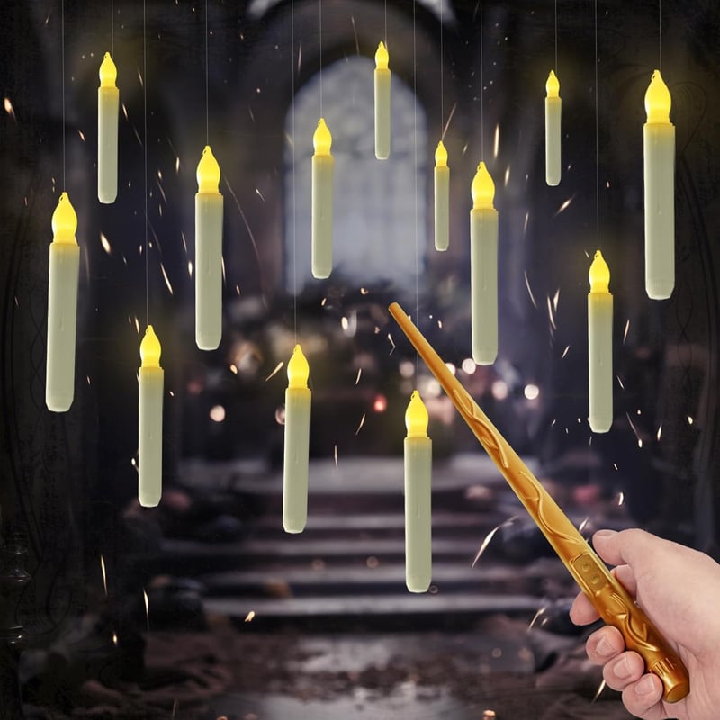 Halloween Flameless Taper Candles with Remote, 12 Pcs