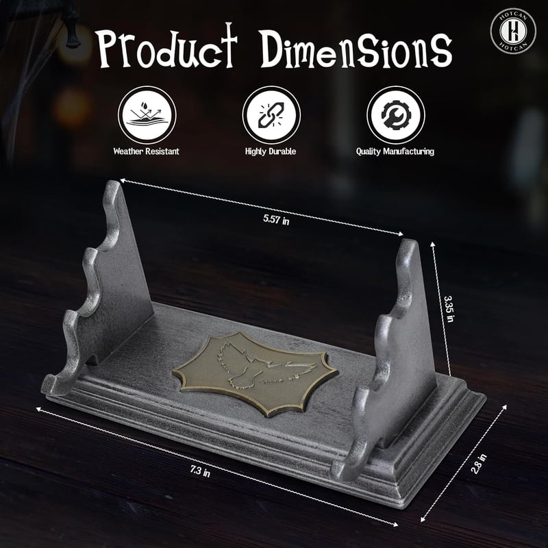 Owl Emblem Wooden Wand Holder Display Stand - Small