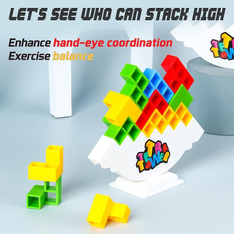 Tetra Tower Balance Stacking Blocks Game for Kids & Adults