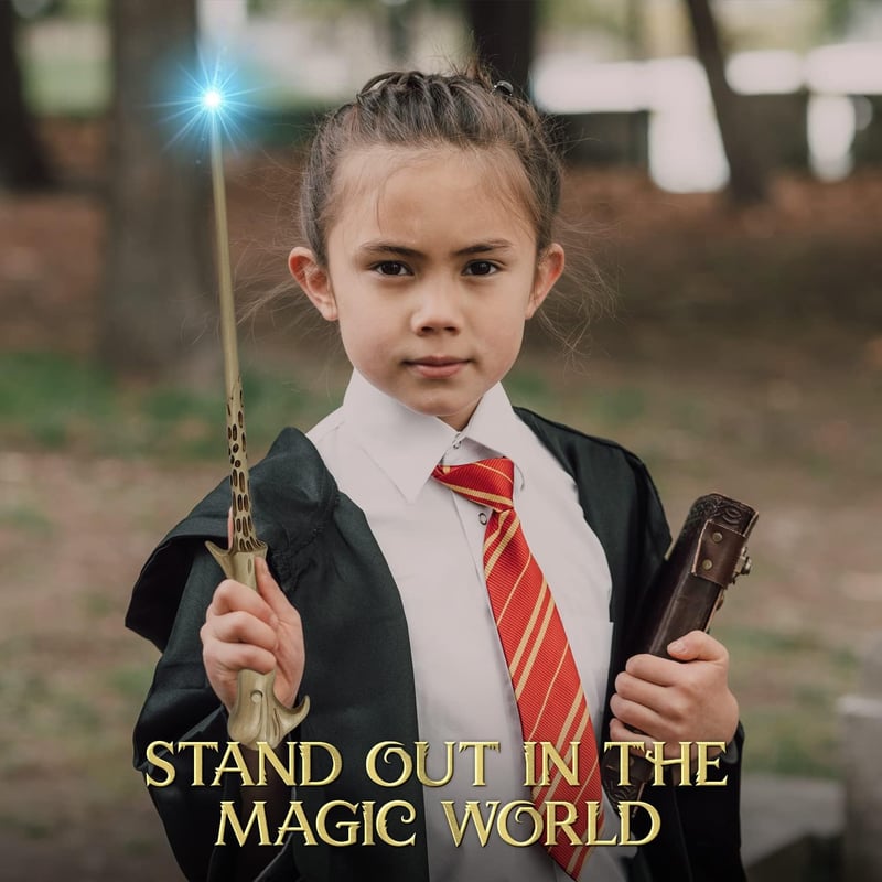 Rechargeable Magic Wand Toy with Light and Spell Guide