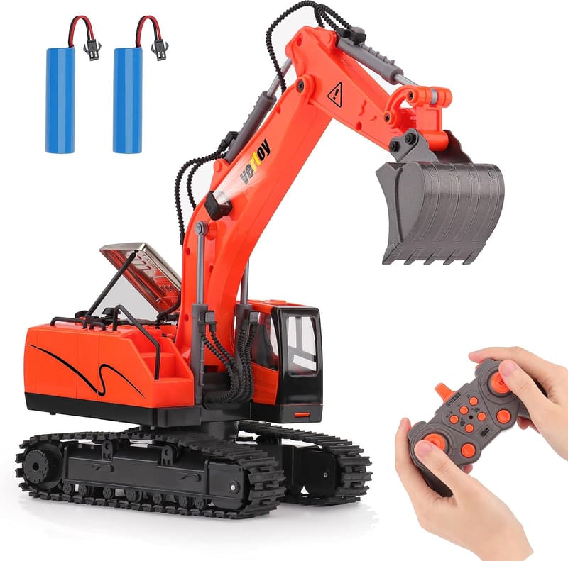 Kids Remote Control Excavator Toy with Metal Shovel - Ages 3-10