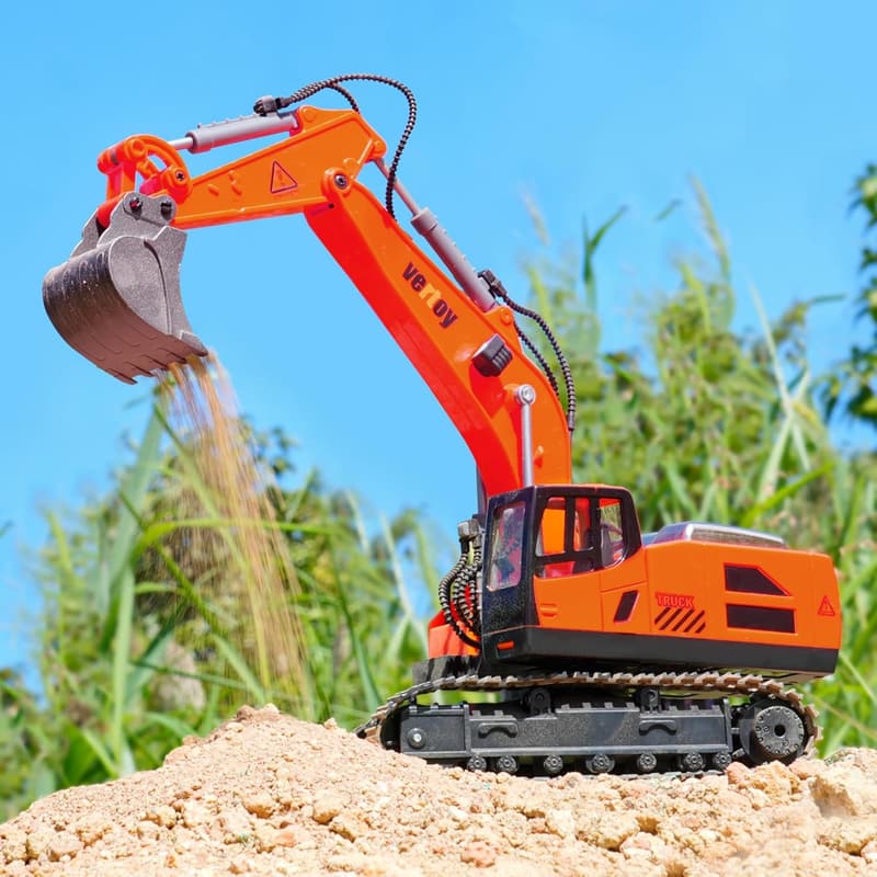 Kids Remote Control Excavator Toy with Metal Shovel - Ages 3-10