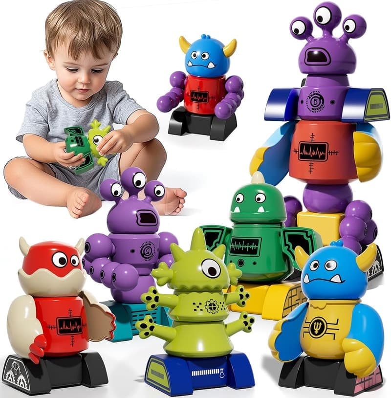 Magnet Robot Stacking Toys for Kids Ages 3-7 - Storage Box Included