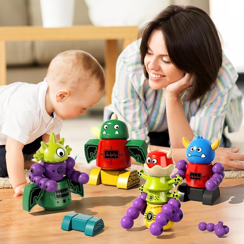 Magnet Robot Stacking Toys for Kids Ages 3-7 - Storage Box Included