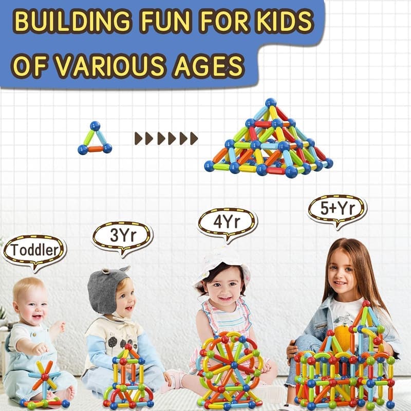Educational Magnetic Building Blocks for Toddlers 3+