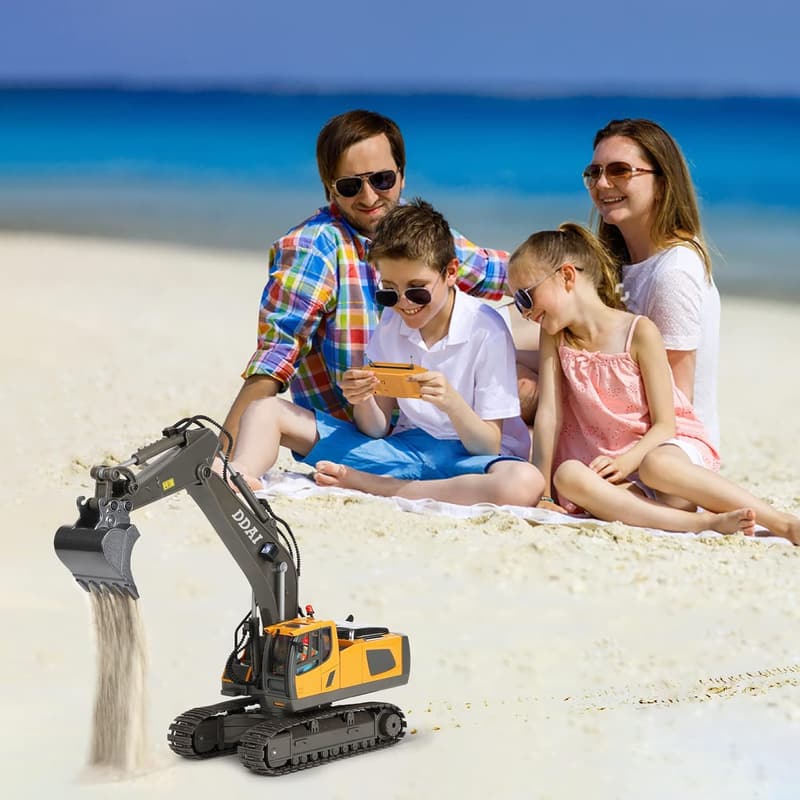 Remote Control Excavator Toy for Boys Age 3-12 with Metal Shovel