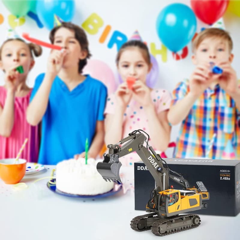 Remote Control Excavator Toy for Boys Age 3-12 with Metal Shovel
