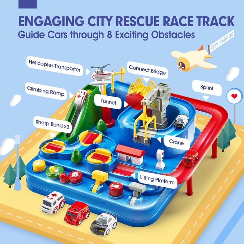 Large Race Track Birthday Gift for 3-Year-Old Boys