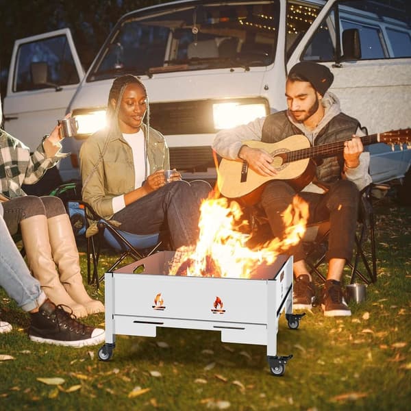 Portable 16-Inch Stainless Steel Fire Pit with Waterproof Bag