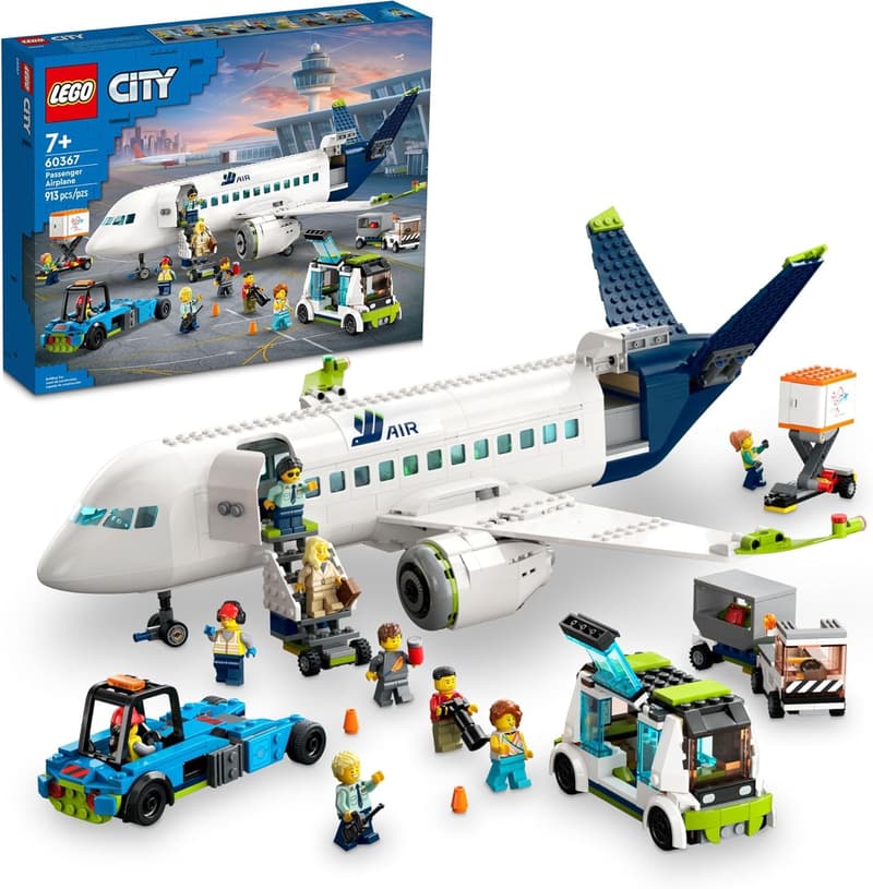 LEGO City Passenger Airplane Set with 9 Minifigures, Ages 7+
