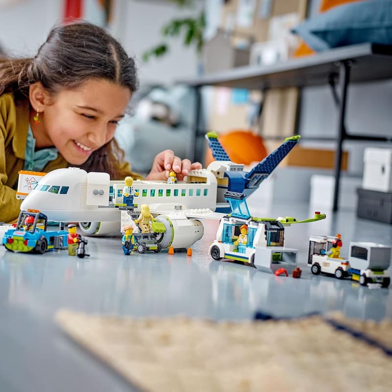 LEGO City Passenger Airplane Set with 9 Minifigures, Ages 7+