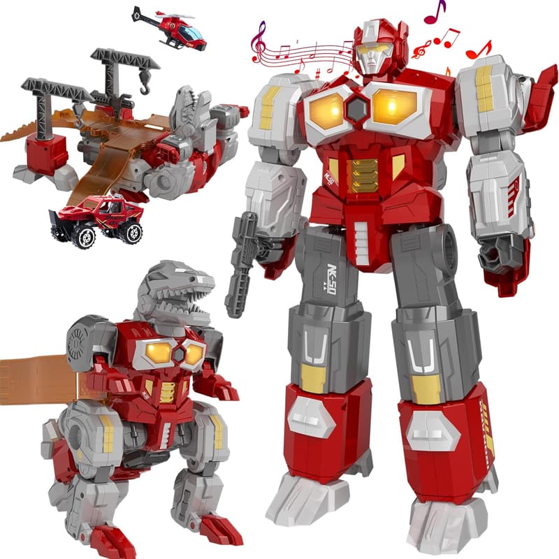 Dinosaur Robot Action Figures - Magnetic Transforming Toys for Kids