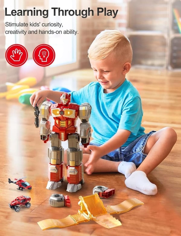 Dinosaur Robot Action Figures - Magnetic Transforming Toys for Kids