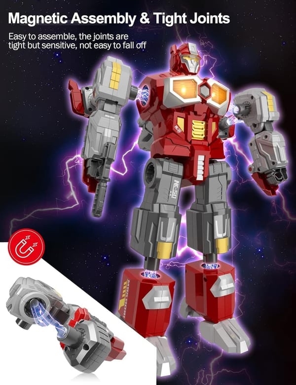 Dinosaur Robot Action Figures - Magnetic Transforming Toys for Kids