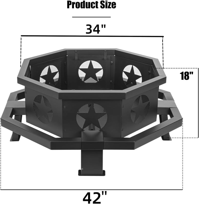 Heavy-Duty 42-Inch Outdoor Fire Pit with Poker