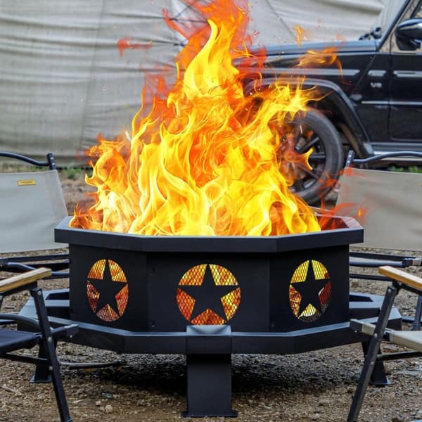 Heavy-Duty 42-Inch Outdoor Fire Pit with Poker