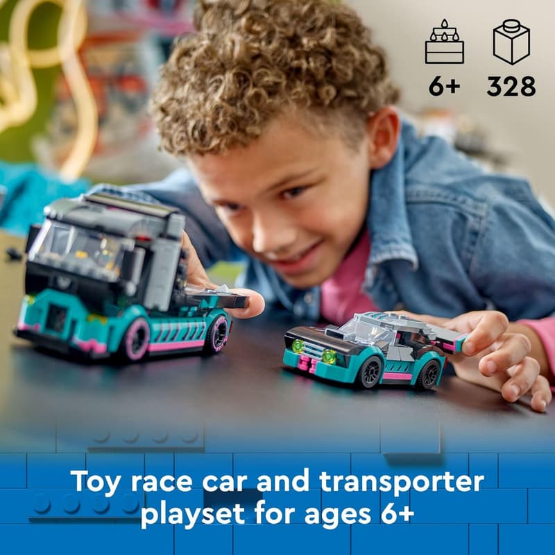 LEGO City Race Car and Transporter Playset for Kids