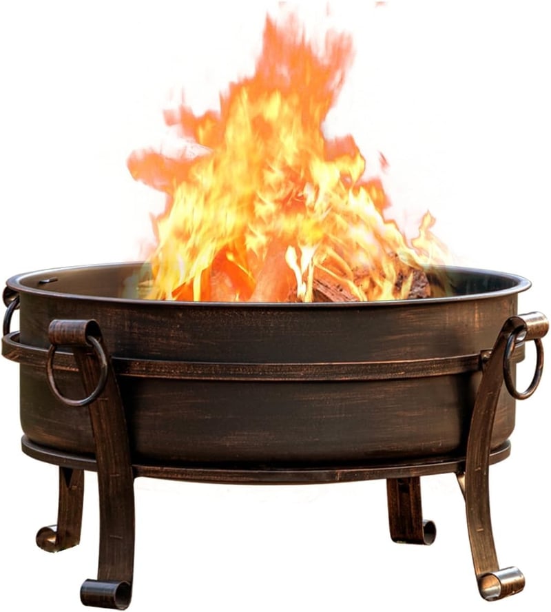 3-in-1 Outdoor Fire Pit with Grill, Lid, and Cover